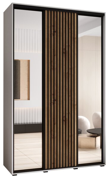 Šatní skříň FIDELIA 2 - 160/45 cm, bílá / dub artisan / černá