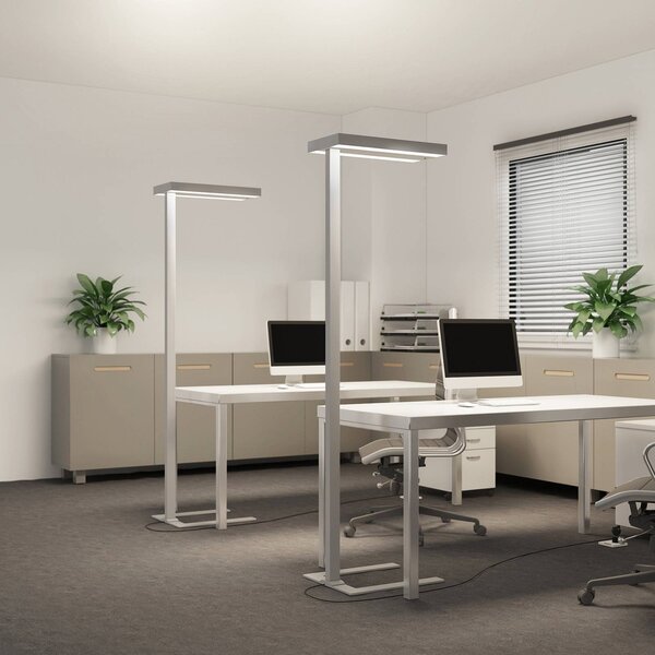 Arcchio Stojací lampa LED Logan Ultra, 4 000K, senzor, stmívatelná, stmívatelný, Hliník / šedá / zinek, Pracovna / kancelář, Hliník, Moderní, Podhledové stropní svítidlo