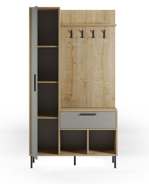 Předsíňová sestava v dekoru dubu v zeleno-přírodní barvě 108x195x35 cm Heidy – Marckeric