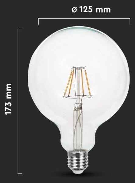 LED Žárovka FILAMENT G125 E27/10W/230V 6400K