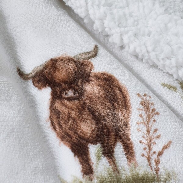 Hnědá/béžová deka z mikroplyše 130x170 cm Angus Highland Cow – Catherine Lansfield
