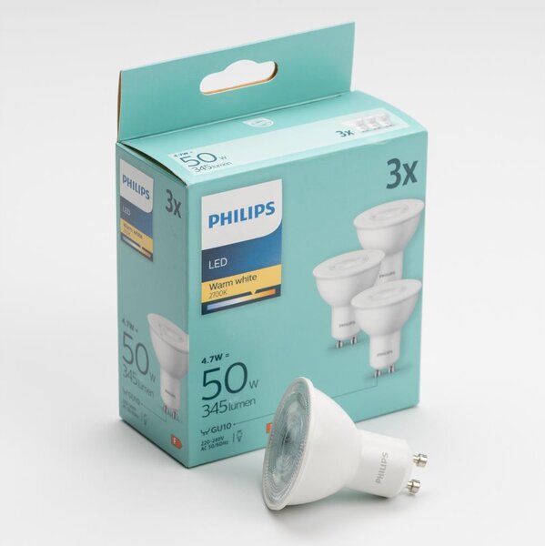 SADA 3x LED Žárovka Philips GU10/4,7W/230V 2700K