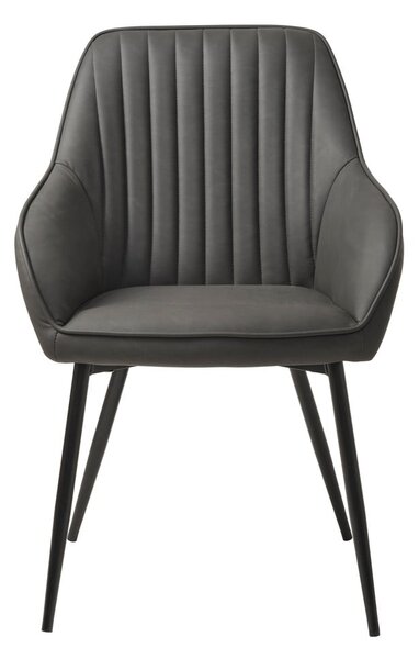 Tmavě šedá čalouněná jídelní křesla v sadě 2 ks s područkami Nolan Stripe – Unique Furniture