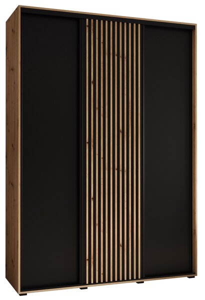 Šatní skříň BAYLIN 1 - 180/45 cm, dub artisan / černá / dub artisan