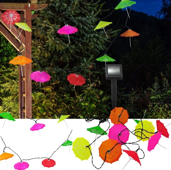 LED Solární řetěz 10xLED/1,2V 300 mAh 3,8 m IP44 deštníky