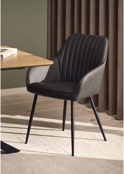 Tmavě šedá čalouněná jídelní křesla v sadě 2 ks s područkami Nolan Stripe – Unique Furniture