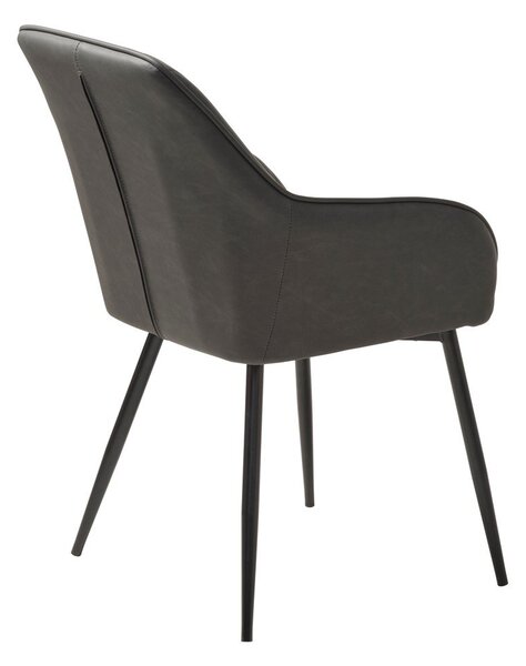 Tmavě šedá čalouněná jídelní křesla v sadě 2 ks s područkami Nolan Stripe – Unique Furniture