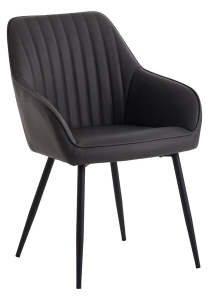 Tmavě šedá čalouněná jídelní křesla v sadě 2 ks s područkami Nolan Stripe – Unique Furniture