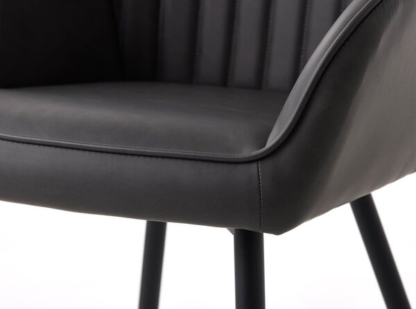 Tmavě šedá čalouněná jídelní křesla v sadě 2 ks s područkami Nolan Stripe – Unique Furniture
