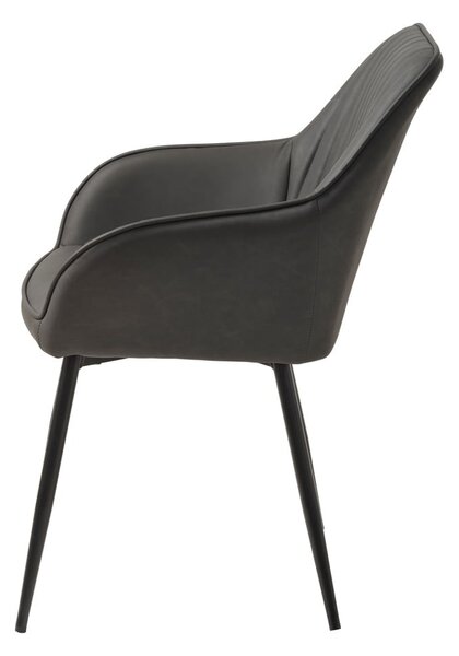 Tmavě šedá čalouněná jídelní křesla v sadě 2 ks s područkami Nolan Stripe – Unique Furniture