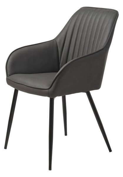 Tmavě šedá čalouněná jídelní křesla v sadě 2 ks s područkami Nolan Stripe – Unique Furniture
