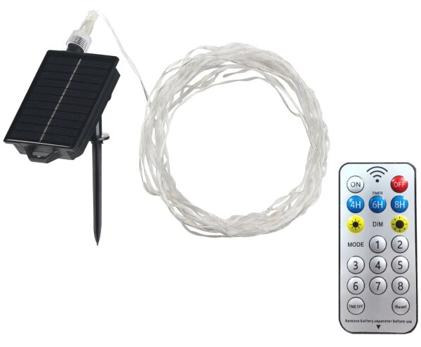 LED Solární dekorační řetěz LED/3,7V 1800 mAh 10 m IP44 + dálkové ovládání