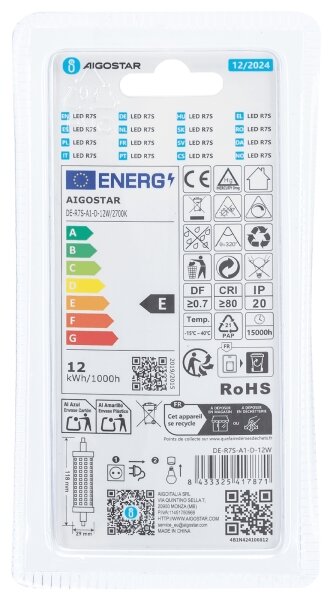 LED Stmívatelná žárovka R7s/12W/230V 2700K - Aigostar