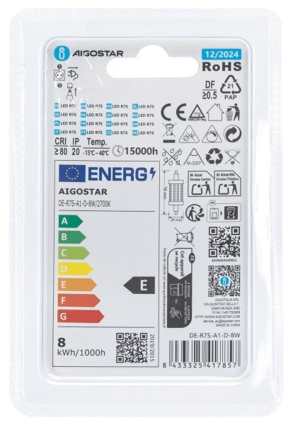 LED Stmívatelná žárovka R7s/8W/230V 2700K - Aigostar