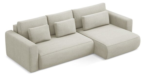 Béžová rozkládací/s úložným prostorem rohová pohovka (pravý roh/s lenoškou) Kapua – Makamii