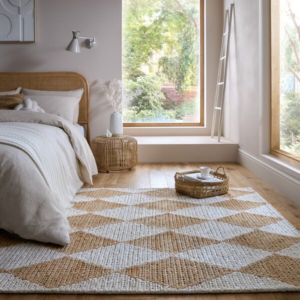 Bílý/v přírodní barvě ručně tkaný koberec s příměsí juty 120x170 cm Effie Diamond – Flair Rugs