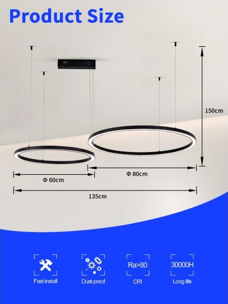 Immax NEO 07216L - LED Stmívatelný lustr FINO 93W/230V 60/80cm černá Tuya+DO