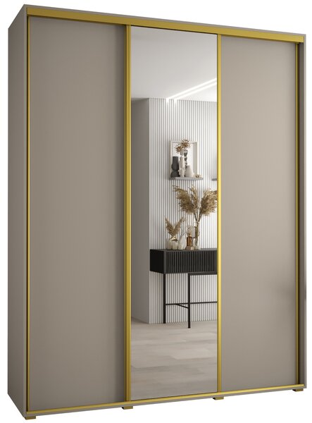 - Šatní skříň INDIRA 3 - 200/60 cm, kašmír / zlatá