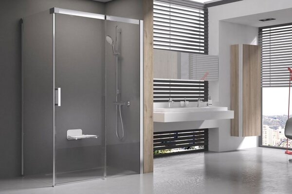 Ravak Sprchové dveře s pevnou stěnou bílé, MSDPS 120/90 P TRANSPARENT 0WPG7100Z1 Barva profilu sprchového koutu: Bright alu, Varianta dveří: Pravá MSDPS 120/90 P TRANSPARENT