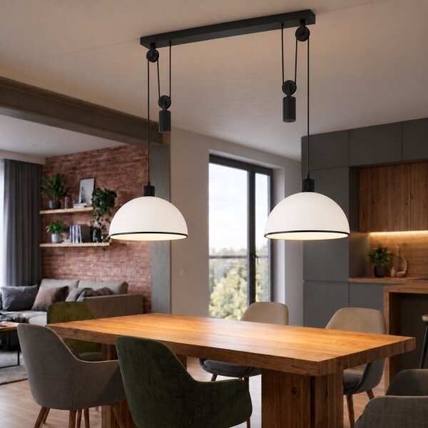 BRILAGI - LED Lustr na lanku RETRO GLASS 2xE27/40W/230V černá/bílá