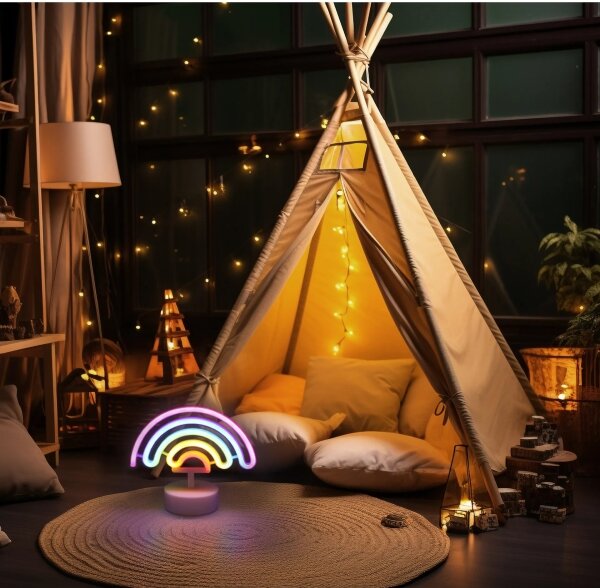 Globo 28063 - LED Neonová stolní dekorace PELANGI LED/2W/3xAA duha