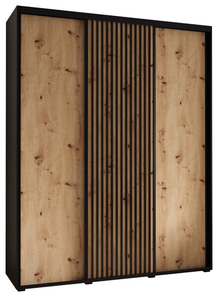 Šatní skříň BAYLIN 1 - 190/60 cm, černá / dub artisan / černá
