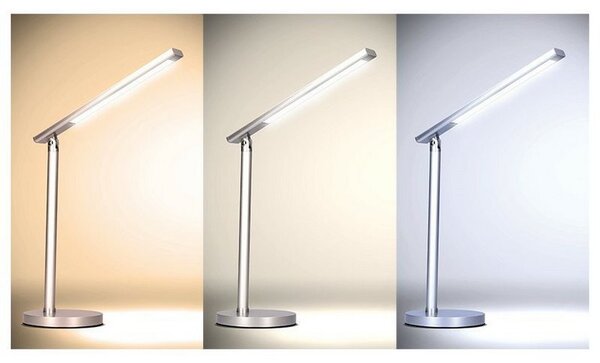 SOLIGHT LED stolní lampička stmívatelná 7W/3000K-6000K/400Lm, stříbrná