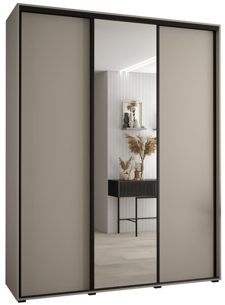 Šatní skříň INDIRA 3 - 200/45 cm, kašmír / černá