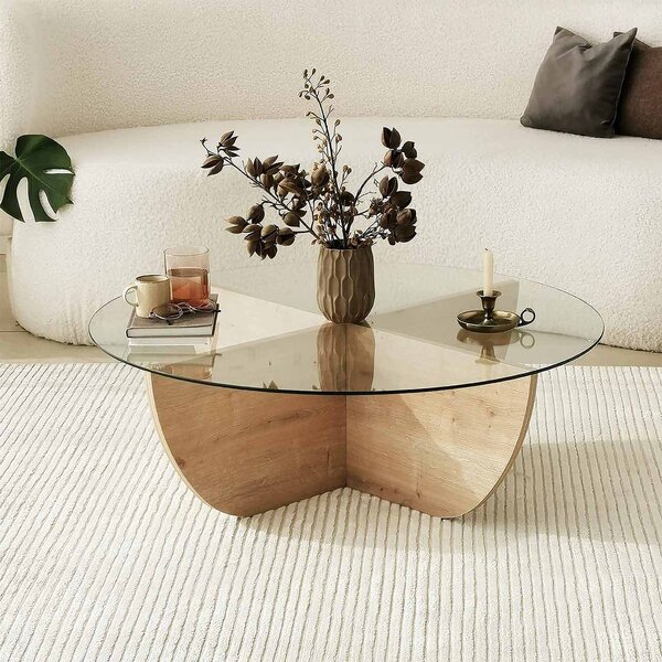 Hnědý Konferenční stolek Lily 90 × 30 × 90 cm KALUNE DESIGN