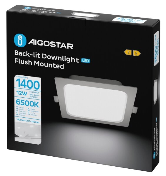 Aigostar - LED Podhledové svítidlo LED/12W/230V 6500K 17,5x17,5 cm bílá
