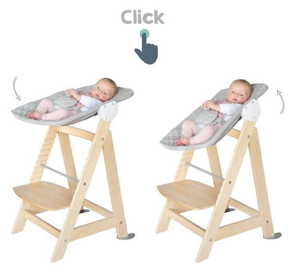 Jídelní židlička ve světle šedo-přírodní barvě Style Born Up 2in1 – Roba