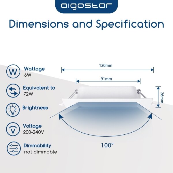 Aigostar - LED Podhledové svítidlo LED/6W/230V 3000K 12x12 cm bílá
