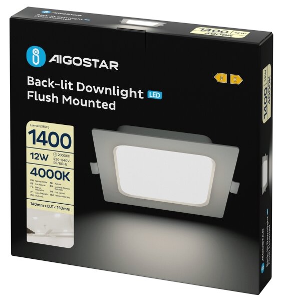 Aigostar - LED Podhledové svítidlo LED/12W/230V 4000K 17,5x17,5 cm bílá