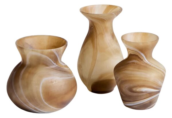 Kave Home Set tří hnědých skleněných váz Nerola