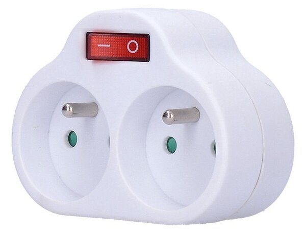 SOLIGHT Zásuvka rozbočovací s vypínačem P97 2x 230V/10A, bílá