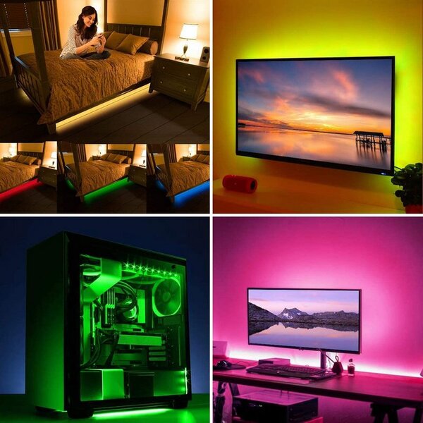 SOLIGHT LED RGB pásek pro TV, 2x 50cm, USB, vypínač, dálkový ovladač