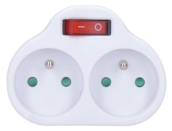 SOLIGHT Zásuvka rozbočovací s vypínačem P97 2x 230V/10A, bílá
