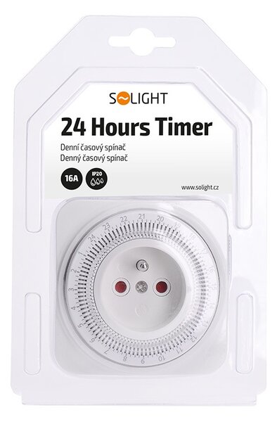 SOLIGHT Mechanický denní časový spínač 230V/16A, bílý