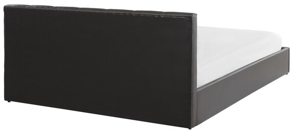 Postel s úložným prostorem DREUX Umělá kůže Tmavě šedá 180 x 200 cm