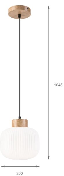 Lustr na lanku HARMONY 1xE27/15W/230V pr. 20 cm bílá/dub