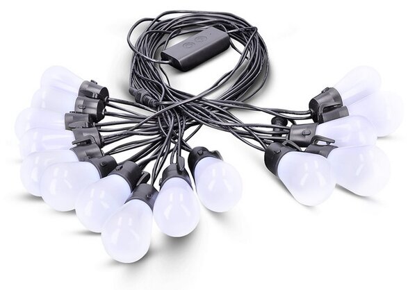 SOLIGHT LED smart párty řetěz 10W, RGB, bluetooth, 15 žárovek, 14m+6m, IP44