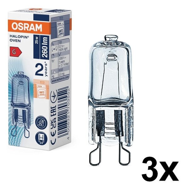 SADA 3x Žárovka do trouby HALOPIN G9/25W/230V 2700K - Osram