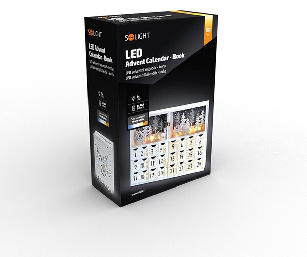 SOLIGHT LED adventní kalendář - kniha, 8x LED, 40x30cm, 2x AAA