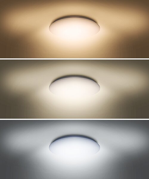 SOLIGHT LED stropní světlo Plain 3CCT, 24W, 1920lm, 3000K, 4000K, 6000K, kulaté, 38cm