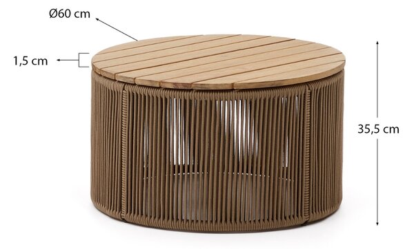Kave Home Hnědý zahradní stolek Dandara 60 cm