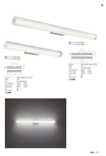 Redo 01-2593 - LED Koup osvětlení zrcadla RIGAL LED/18W/230V IP44 chrom/bílá