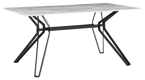 Jídelní stůl BALLINA Bílý mramor 160 cm 90 cm Bezpečnostní sklo