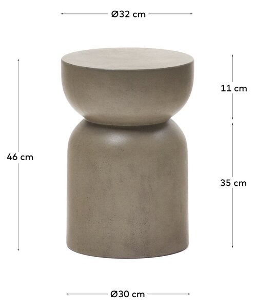 Kave Home Šedý cementový zahradní stolek Garbet 32 cm