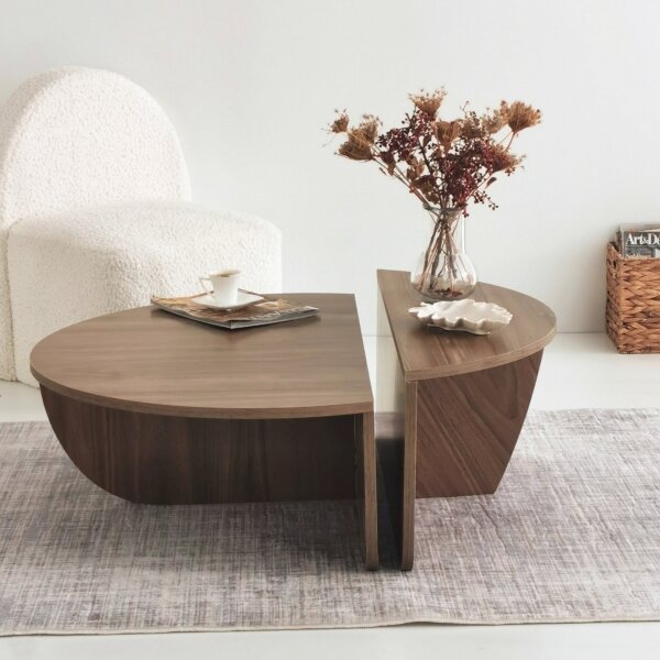 SADA 2x Konferenční stolek PODIUM 90x60/85x30 cm hnědá