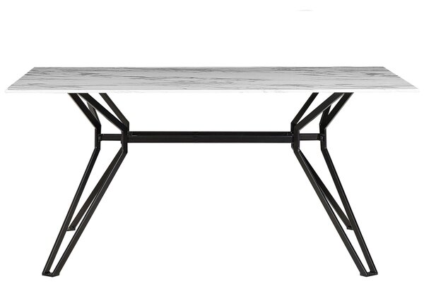 Jídelní stůl BALLINA Bílý mramor 160 cm 90 cm Bezpečnostní sklo
